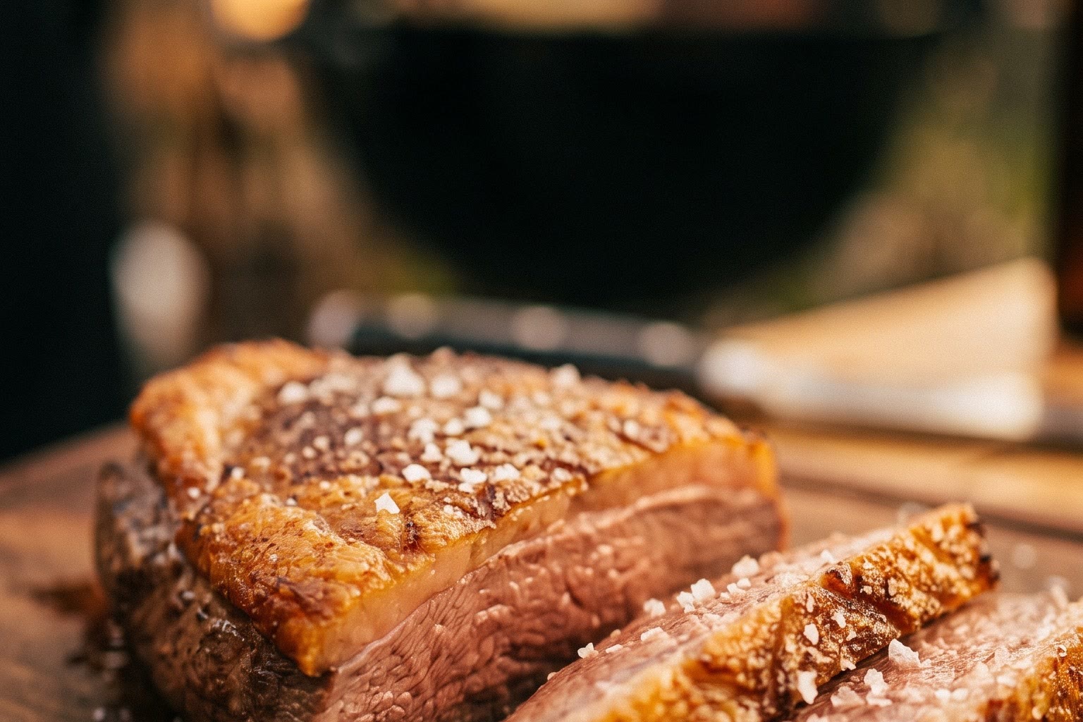 Rosé gebakken picanha met krokante vetkap en grof zout